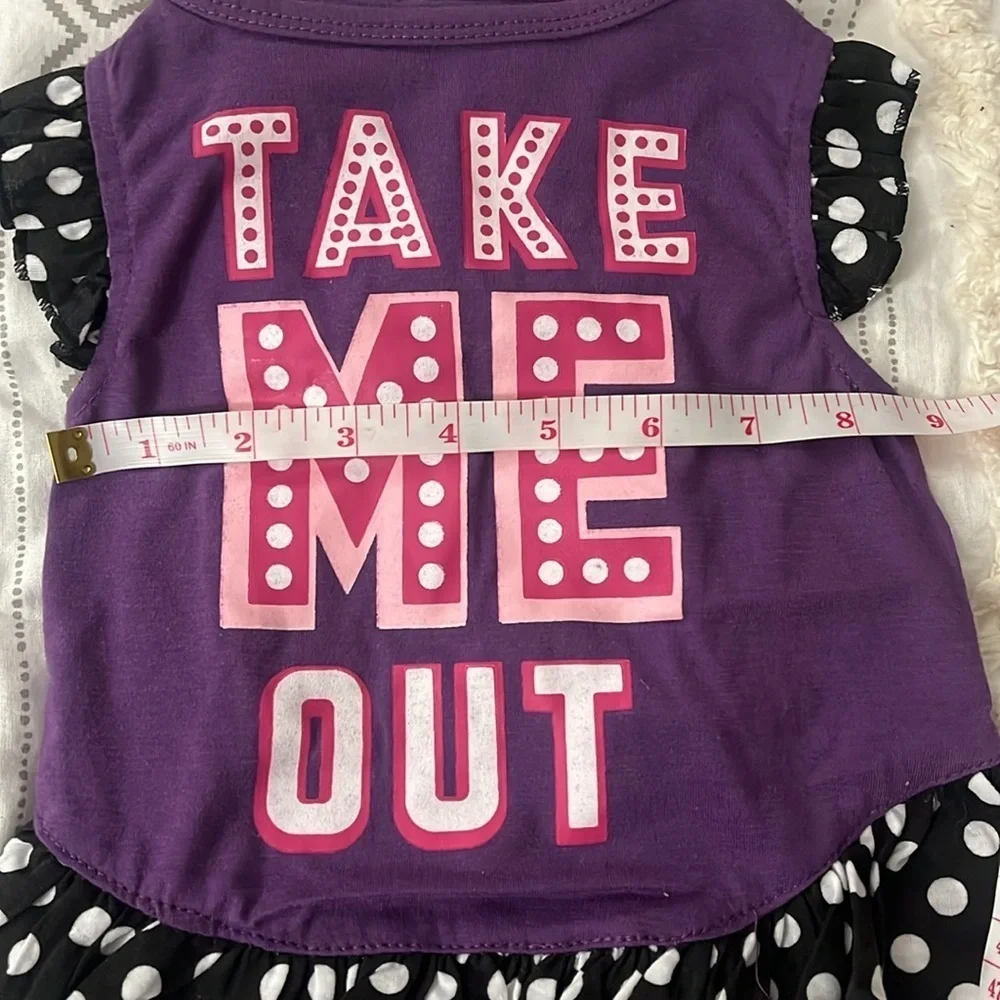 small dog purple and black polkadot dress